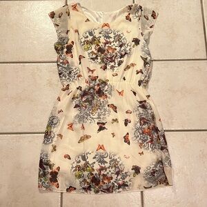 Size XL Cute White Butterfly Print Dress